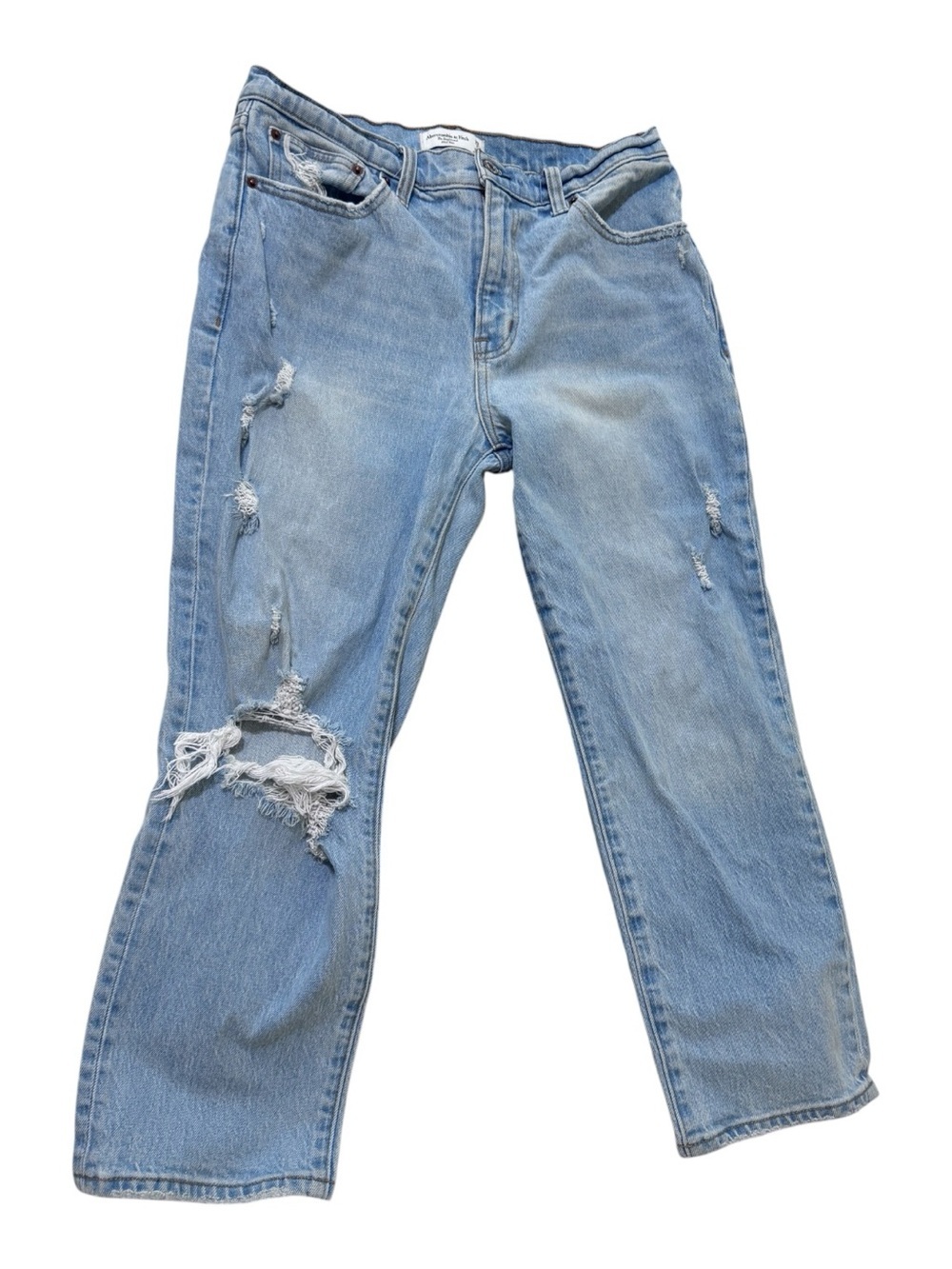 Abercrombie & Fitch Light Blue Distressed Boyfriend Jeans - Picture 2 of 7